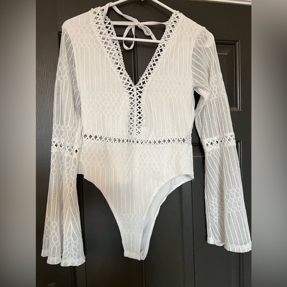 White boho bodysuit